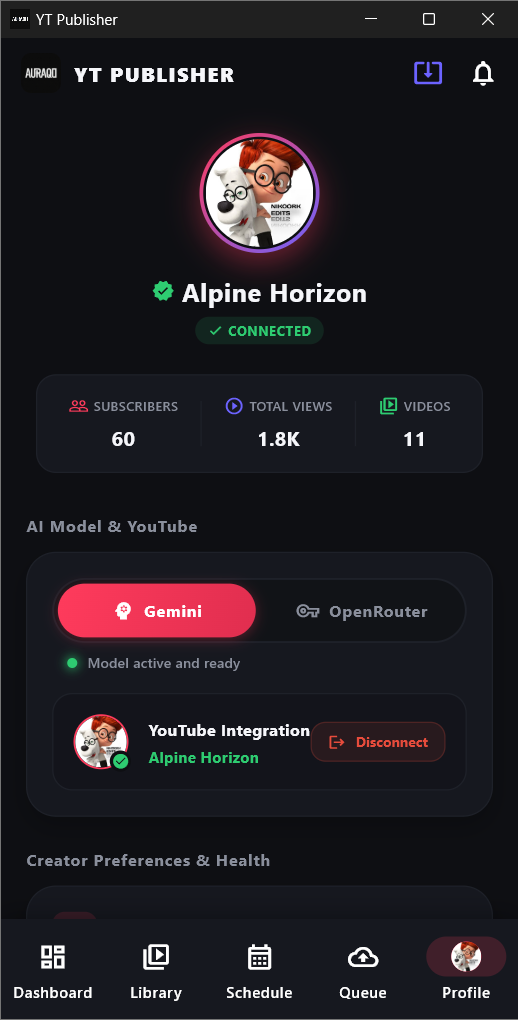 Creator Profile Screen